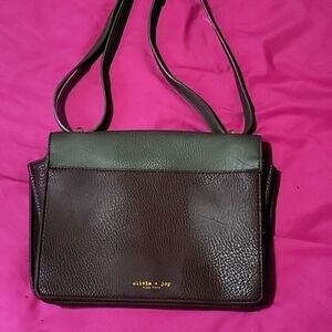 Olivia & Joy Brown & Olive Green Satchel Purse Gently Used